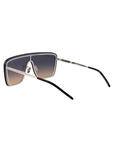 Saint Laurent Silver Silver Green Metal Sunglasses
