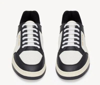 Saint Laurent Black Coffee Grained Leather 61 Sneakers In White