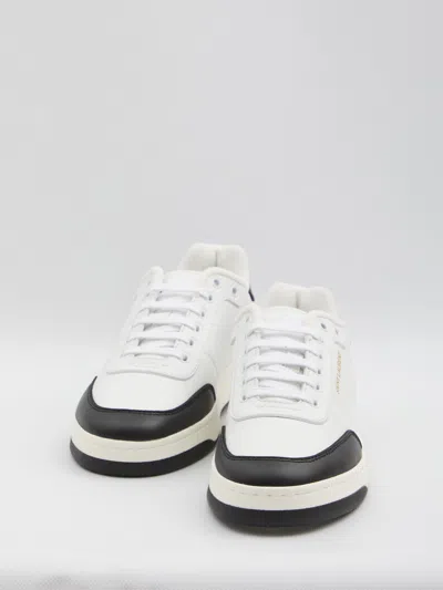 Saint Laurent Smooth Leather Sneakers Contrast Panel In White