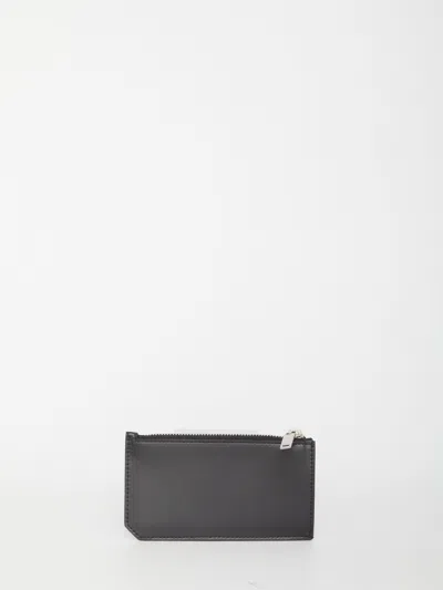 Saint Laurent Tiny Cassandre Fragments Cardholder In Gray