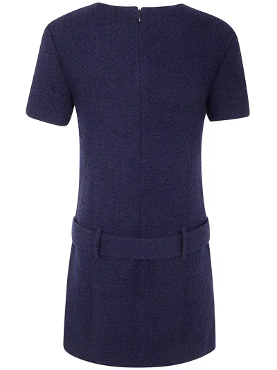 Self-portrait Mini Boucle Dress In Blue