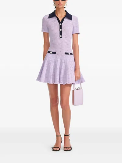 Self-portrait Mini Dress In Openwork Mesh In Pink