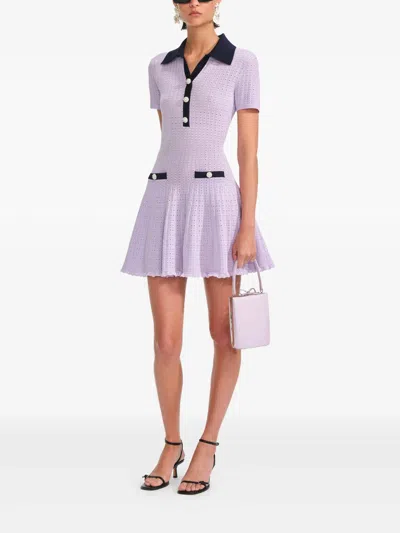 Self-portrait Mini Dress In Openwork Mesh In Pink