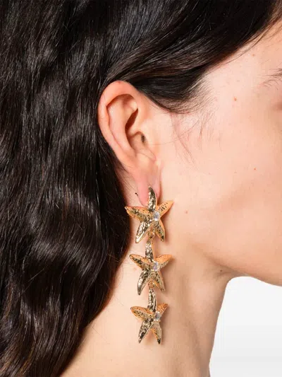 Self-portrait Rhinestone-embellished Earrings In Gold
