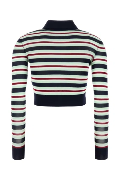 Self-portrait Self Portrait Maglia Navy Striped Viscose In Black