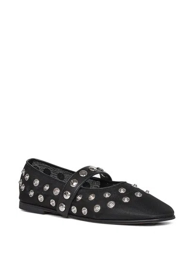 Stella Mccartney Popper-embellished Round-toe Flats In Black