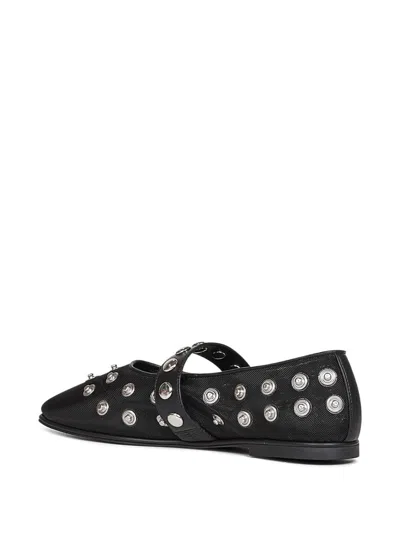 Stella Mccartney Popper-embellished Round-toe Flats In Black