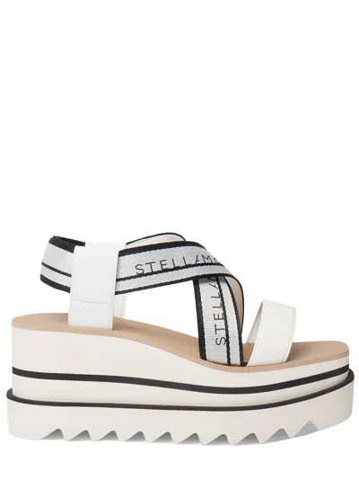 Stella Mccartney Sneak-elyse Striped Platform Sandals Shoes In White