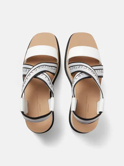 Stella Mccartney Sneak-elyse Striped Platform Sandals Shoes In White
