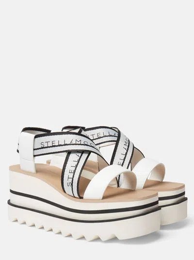 Stella Mccartney Sneak-elyse Striped Platform Sandals Shoes In White
