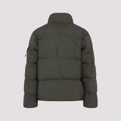 Stone Island Wind Resistant Crinkled Effect Down Jacket Clothing In Green