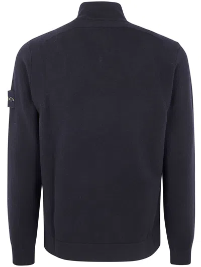 Stone Island Zip-front Logo-patch Cardigan In Black