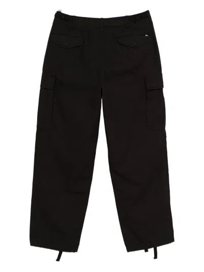 Stussy Black Cotton Ripstop Trousers In Black
