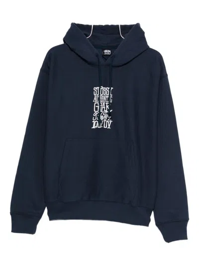 Stussy Blue Knit Cotton Sweater In Blue