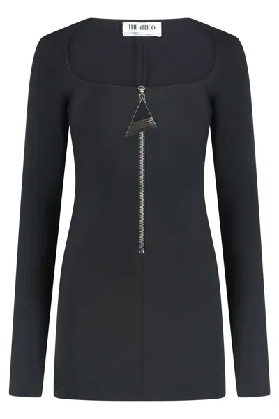 Attico Crepe Mini Dress In Black