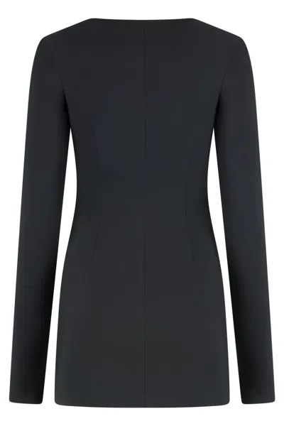 Attico Crepe Mini Dress In Black