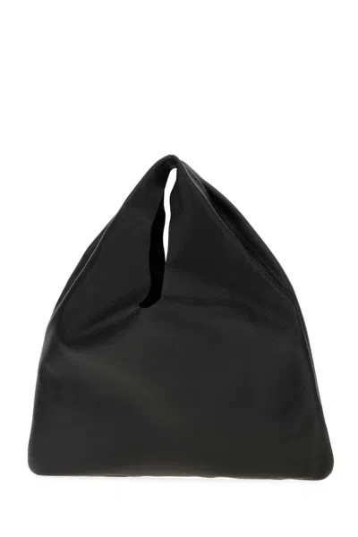 The Row Black Leather Small Bindle Handbag