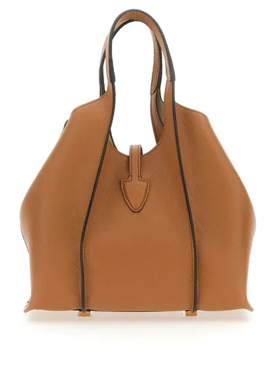 Tod's Caramel Leather Mini T Timeless Shopping Bag