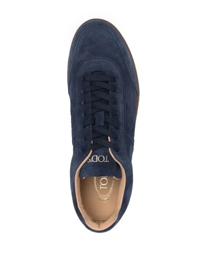 Tod's Tabs Suede Leather Sneakers In Blue