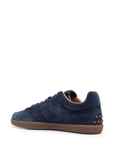 Tod's Tabs Suede Leather Sneakers In Blue