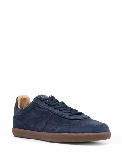 Tod's Tabs Suede Leather Sneakers In Blue