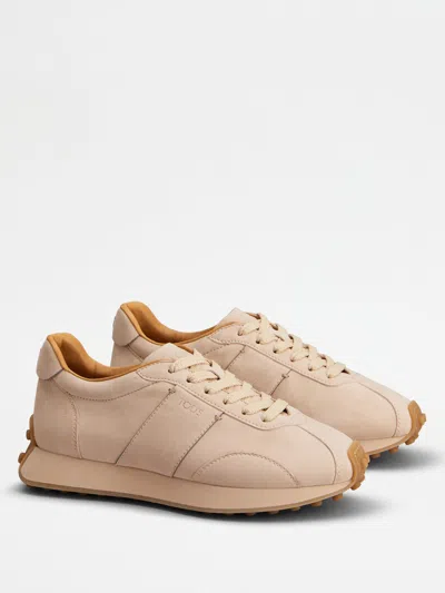 Tod's Vintage Suede Sneakers T In Nude