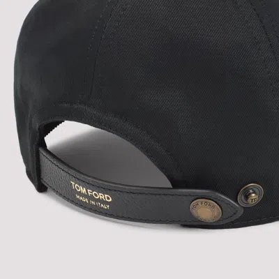 Tom Ford Black Baseball Cap With Logo Embroidery On The Front And Logo Lettering On The Rear In Cott In Black
