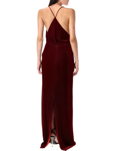 Tom Ford Velvet Gown With Deep V-neckline And Open Back In Red