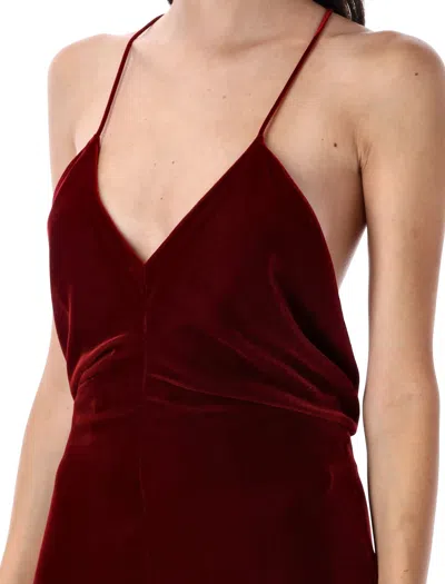 Tom Ford Velvet Gown With Deep V-neckline And Open Back In Red