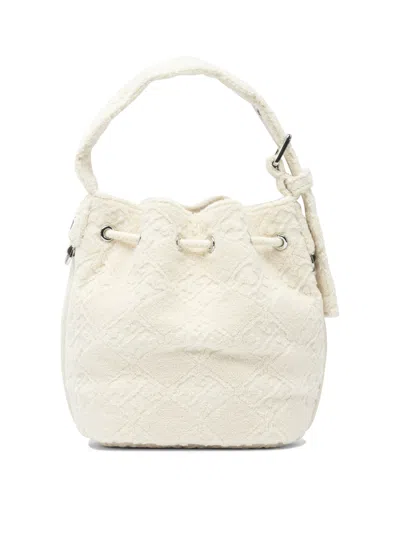 Tory Burch Mini T Monogram Terry Bucket Bag In White