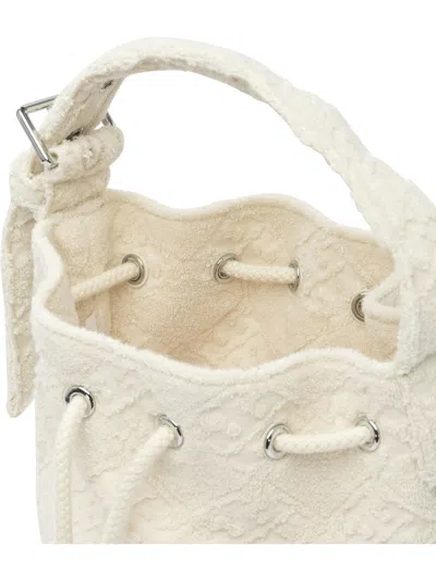 Tory Burch Mini T Monogram Terry Bucket Bag In White