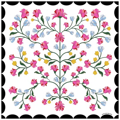 Jessie Zhao New York Double Sided Silk Scarf Floral Echo