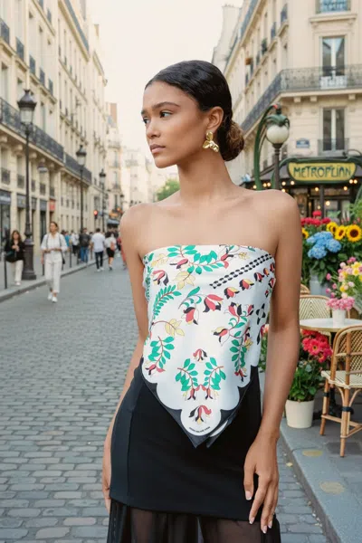 Jessie Zhao New York Double Sided Silk Scarf Floral Parade