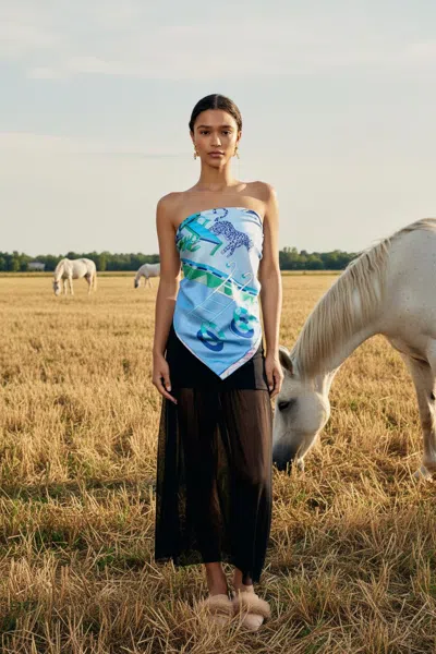 Jessie Zhao New York Double Sided Silk Scarf Jungle Party