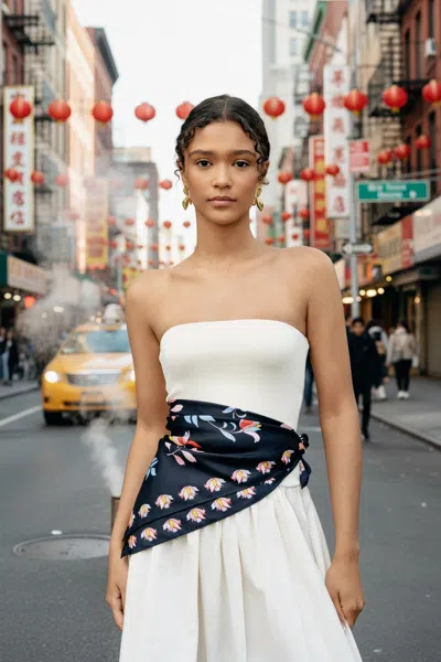 Jessie Zhao New York Double Sided Silk Scarf Midnight Garden