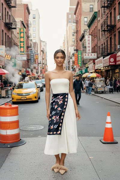 Jessie Zhao New York Double Sided Silk Scarf Midnight Garden