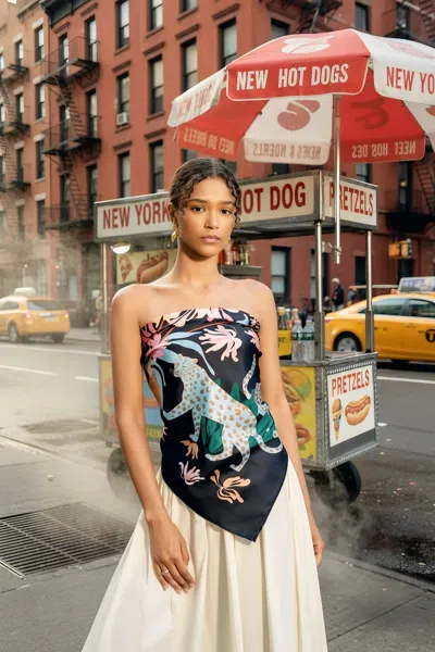 Jessie Zhao New York Double Sided Silk Scarf Night Jungle Gathering