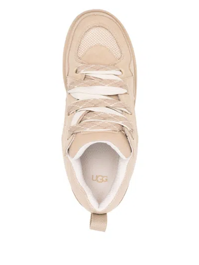 Ugg Low-top Leather And Textile Sneakers With Padded Collar In Neutral
