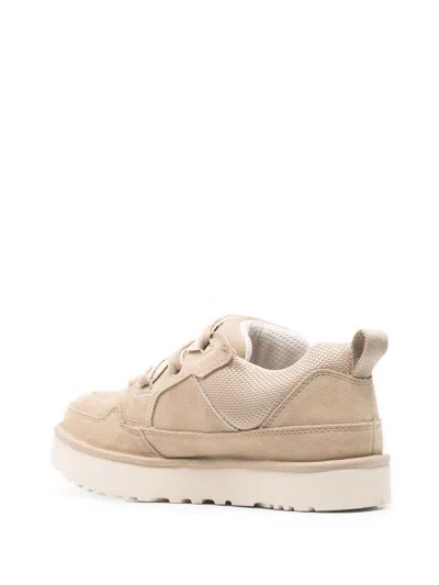Ugg Low-top Leather And Textile Sneakers With Padded Collar In Neutral