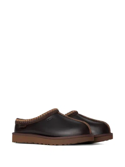 Ugg Tasman Leather Regen Slippers In Black