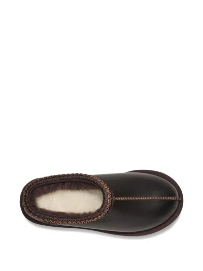 Ugg Tasman Leather Regen Slippers In Black