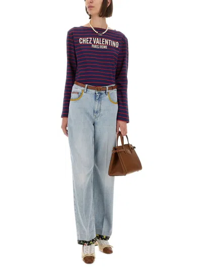 Valentino Garavani Embroidered Denim Pants