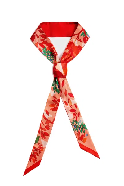 Jessie Zhao New York Silk Skinny Scarf Crossing Red