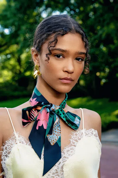 Jessie Zhao New York Silk Skinny Scarf Night Jungle Gathering