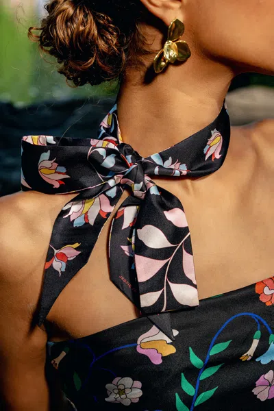 Jessie Zhao New York Double Sided Silk Scarf Midnight Garden In Multi