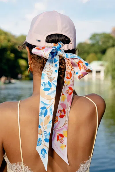 Jessie Zhao New York Silk Skinny Scarf Pink Blossom Jungle
