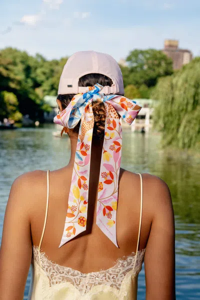 Jessie Zhao New York Silk Skinny Scarf Pink Blossom Jungle