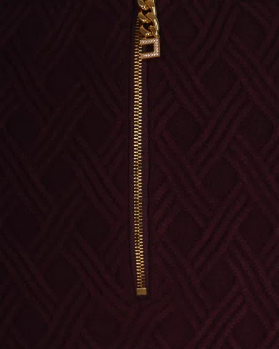 Elisabetta Franchi Diamond Knit Skirt With Merlot Jewel Detail In Burgundy