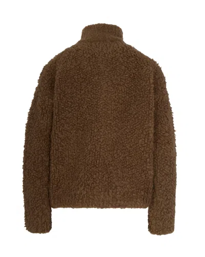 Max Mara High-neck Zip-front Cardigan In Brown