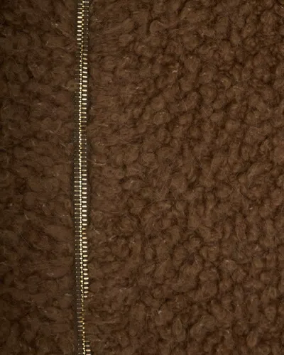 Max Mara High-neck Zip-front Cardigan In Brown